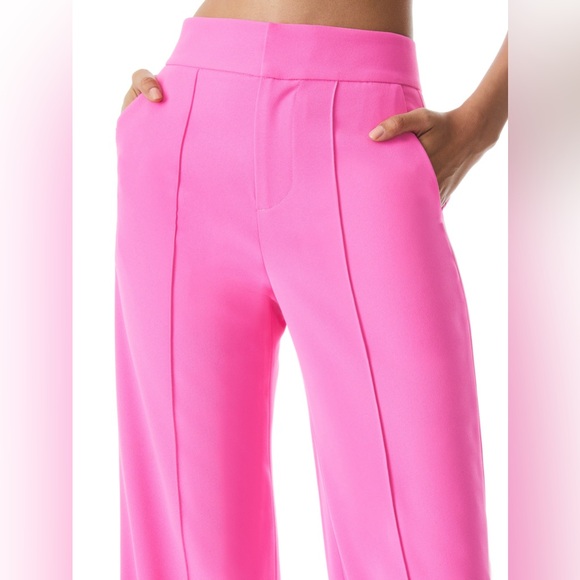 Alice + Olivia Dylan High-Waist Wide-Leg Pink Trousers - Picture 4 of 9